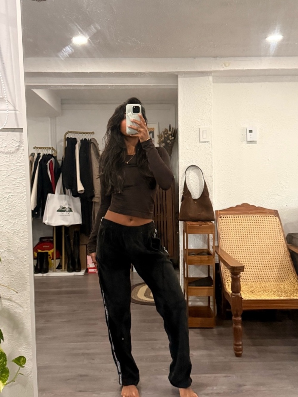 Opening Ceremony Velour Track Pants Black with Logo Stripe SIZE XS